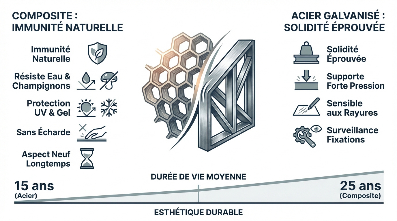 Comparaison de la résistance entre une structure de piscine en composite et une paroi en acier galvanisé